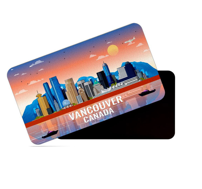 dhcrafts Rectangular Rubber Fridge Magnet / Magnetic Card Multicolor Canada Vancouver Design Pack of 1 (8.6cm x 5.4cm)